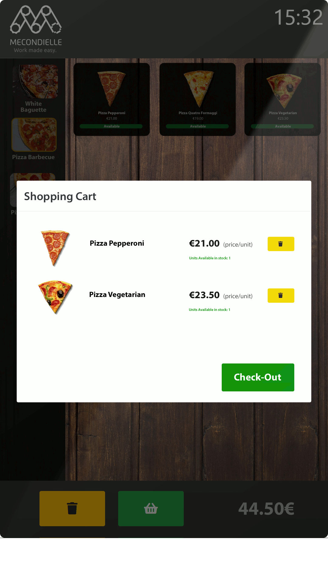 Pizza - Shop Cart